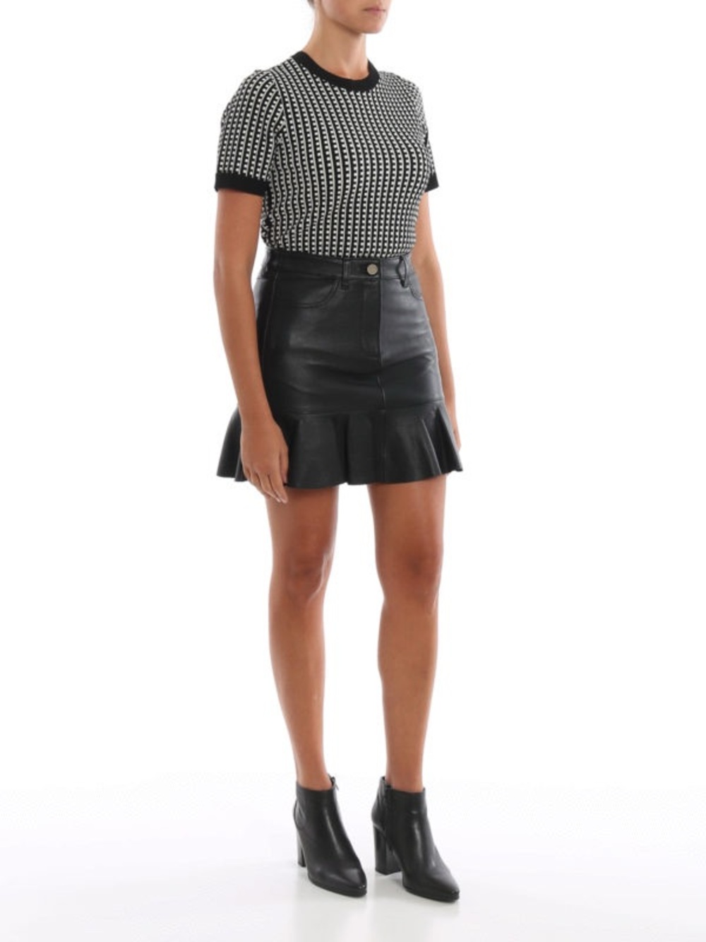 Michael Kors black and white geometric crop t shirt sweater large